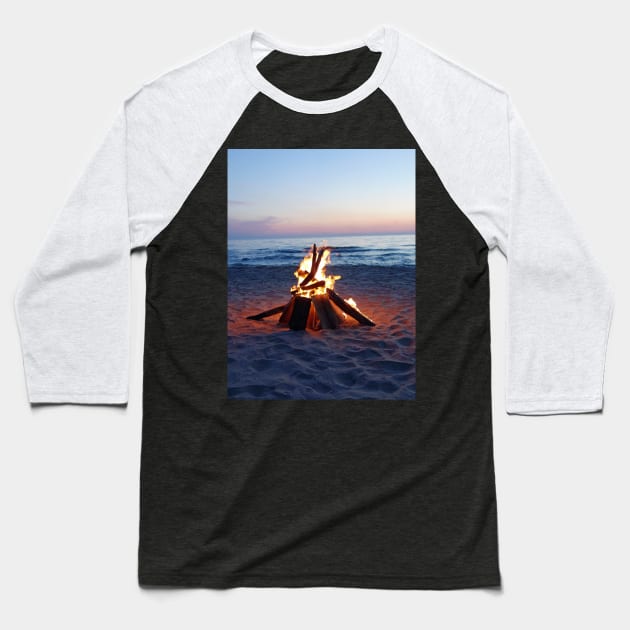 beach campfire Baseball T-Shirt by OKUR Creative